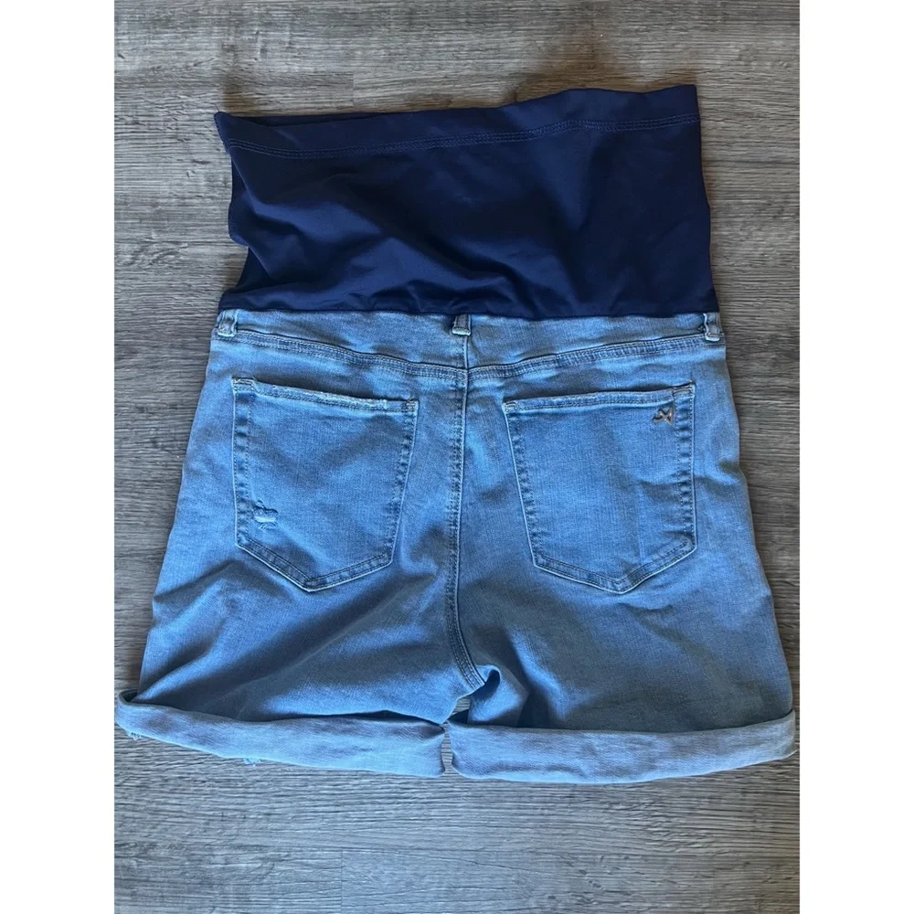 Pinkblush Light Wash Distressed Maternity Jean Shorts